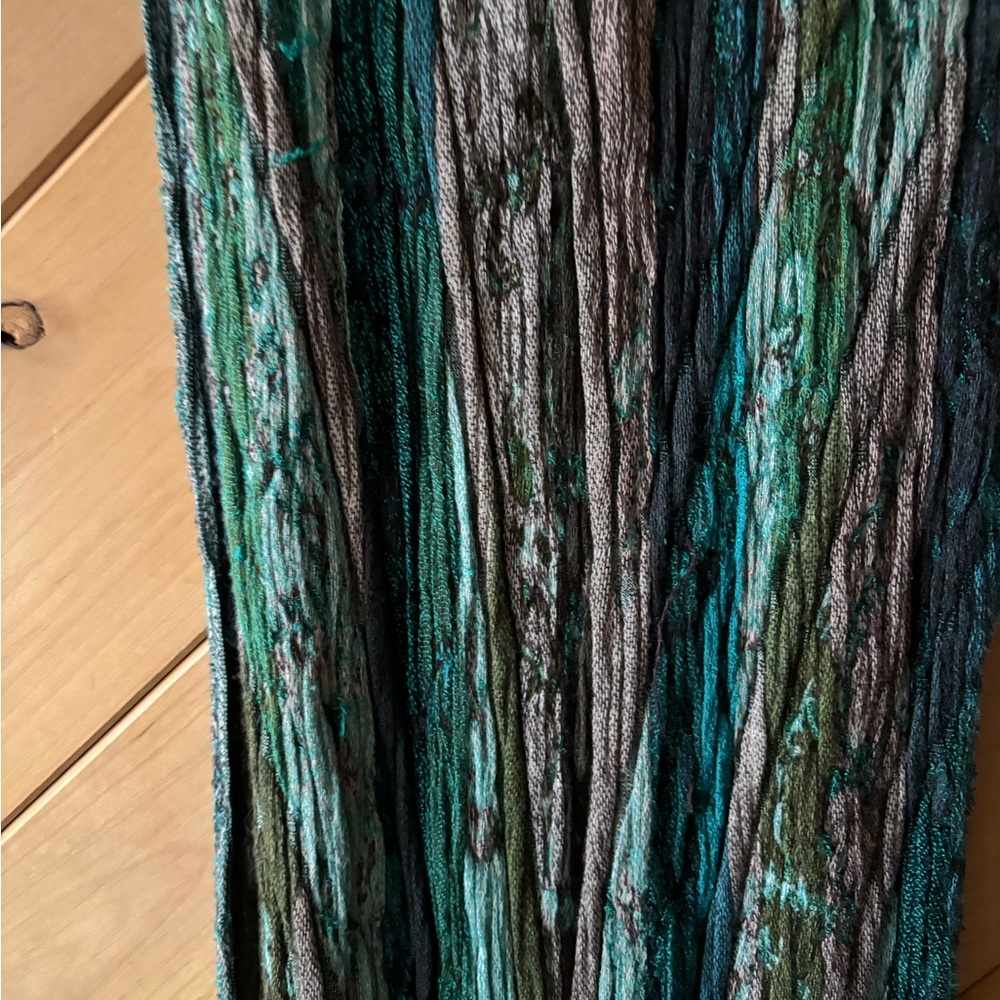 Teal Green and Tan Textured Scarf from Nepal